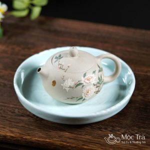 Ấm tử sa Tây Thi Hoa Mẫu Đơn màu bạch ATS23