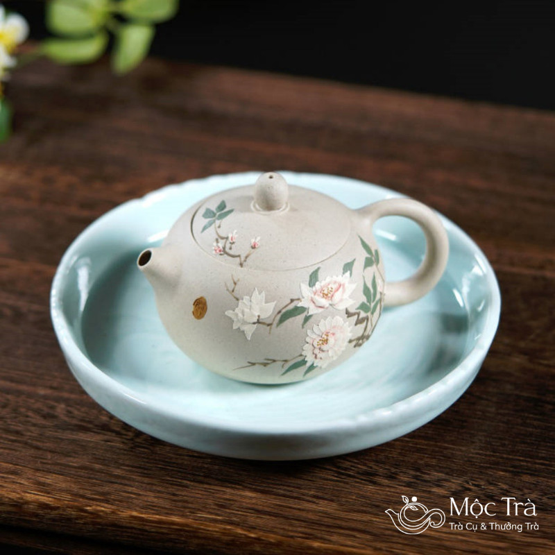 Ấm tử sa Tây Thi Hoa Mẫu Đơn màu bạch ATS23
