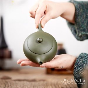 Ấm Tử Sa Tây Thi Dẹt Lục Nê 180ml ATS68