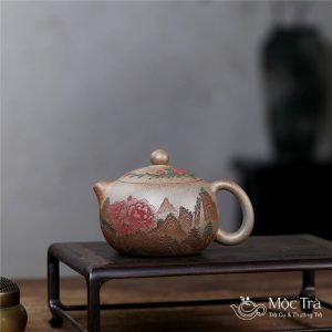Ấm Tử Sa Tây Thi Đoạn Nê Trầm Cổ Khắc Hoa Mẫu Đơn ATS55