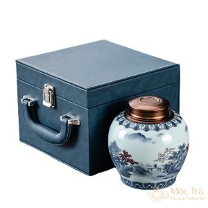 Hũ Trà Cảnh Đức Vẽ Sơn Thủy Hữu Tình HDT005