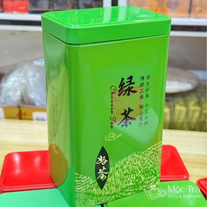 Hộp thiếc xanh sang trọng, bảo quản trà hiệu quả